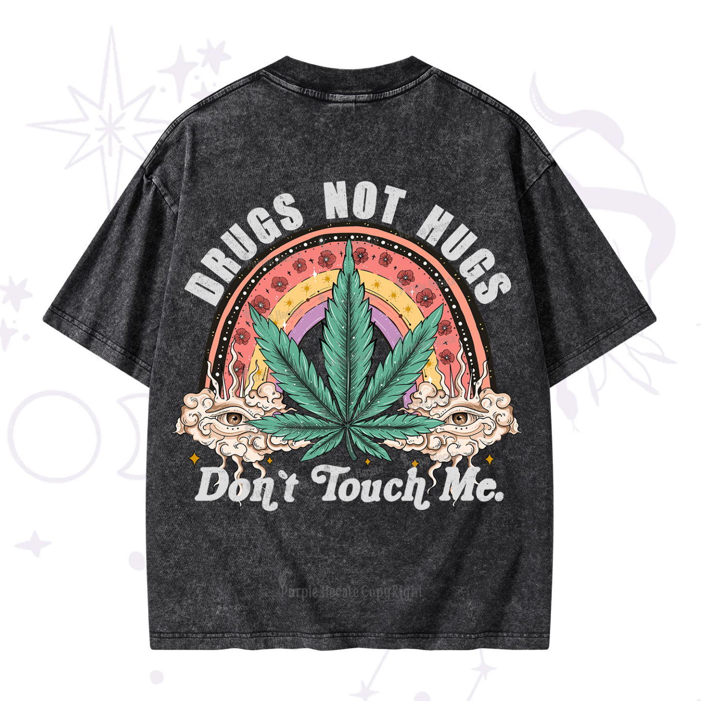 Purplehecate Drugs Not Hugs Washed T-Shirt