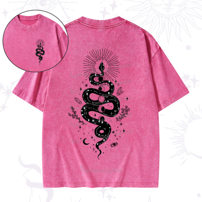 Purplehecate Mystical Moon Phases Snake Washed T-Shirt