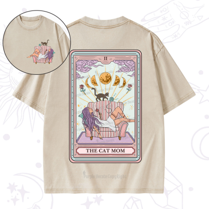 Purplehecate The Cat Mom Tarot Washed T-Shirt