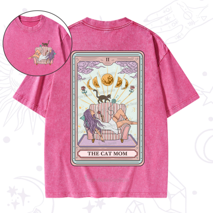 Purplehecate The Cat Mom Tarot Washed T-Shirt