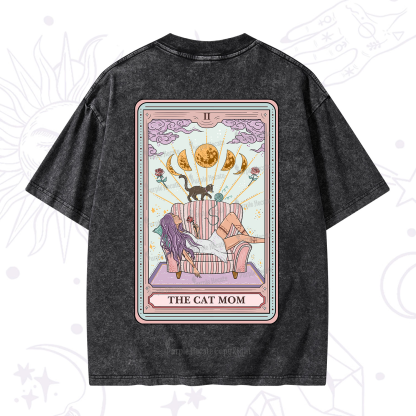Purplehecate The Cat Mom Tarot Washed T-Shirt