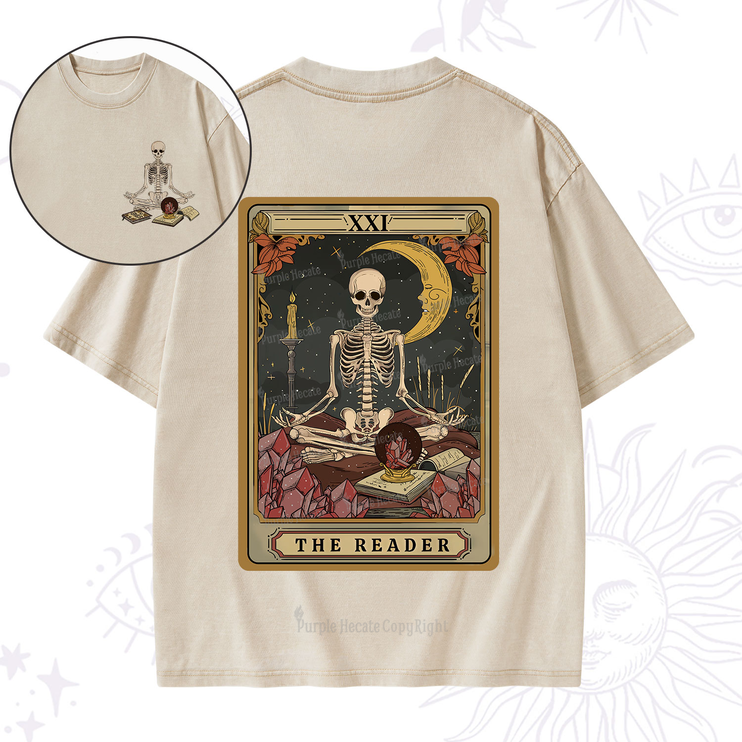 Purplehecate The Reader Tarot Washed T-Shirt