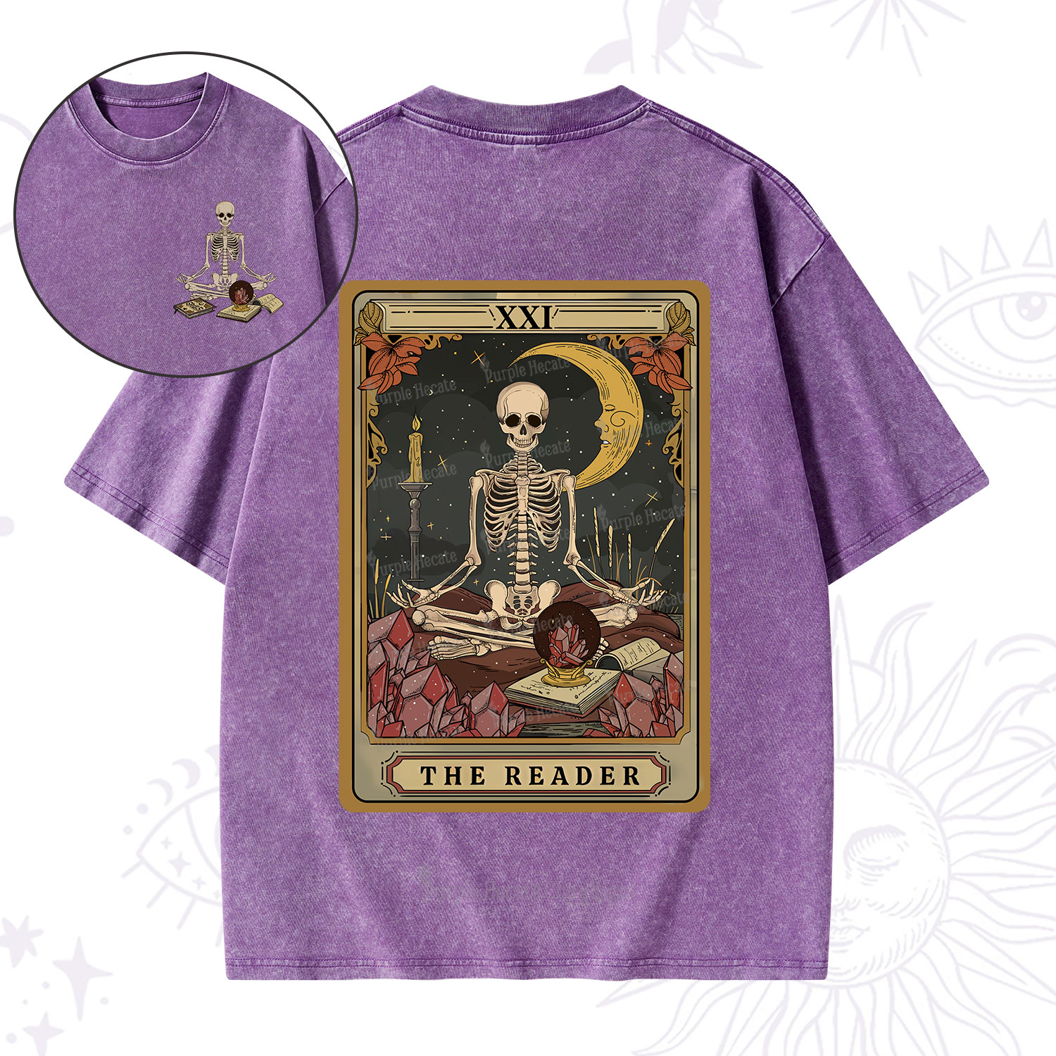 Purplehecate The Reader Tarot Washed T-Shirt