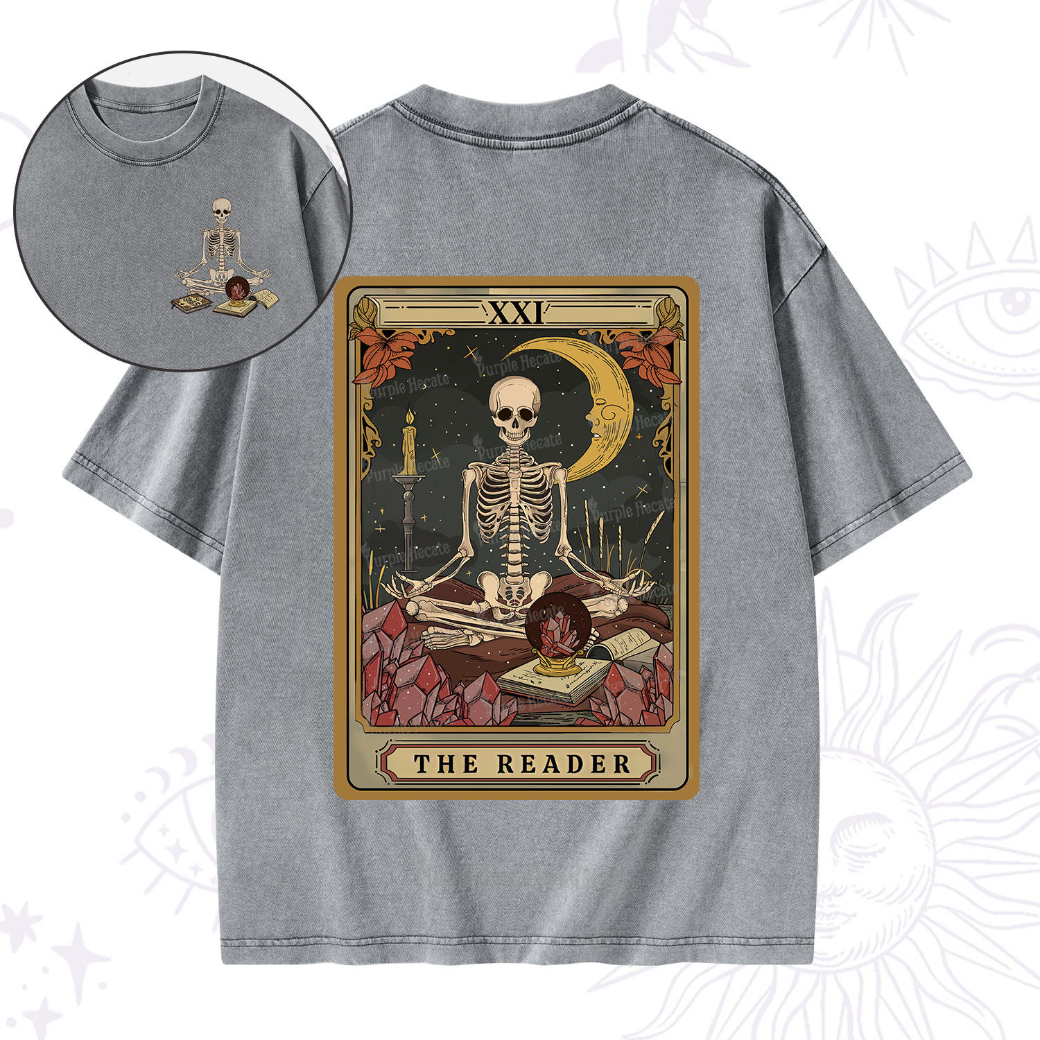 Purplehecate The Reader Tarot Washed T-Shirt