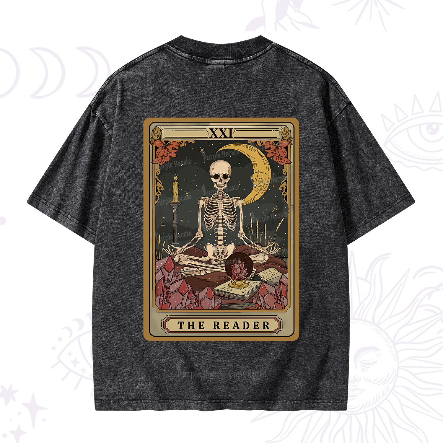 Purplehecate The Reader Tarot Washed T-Shirt