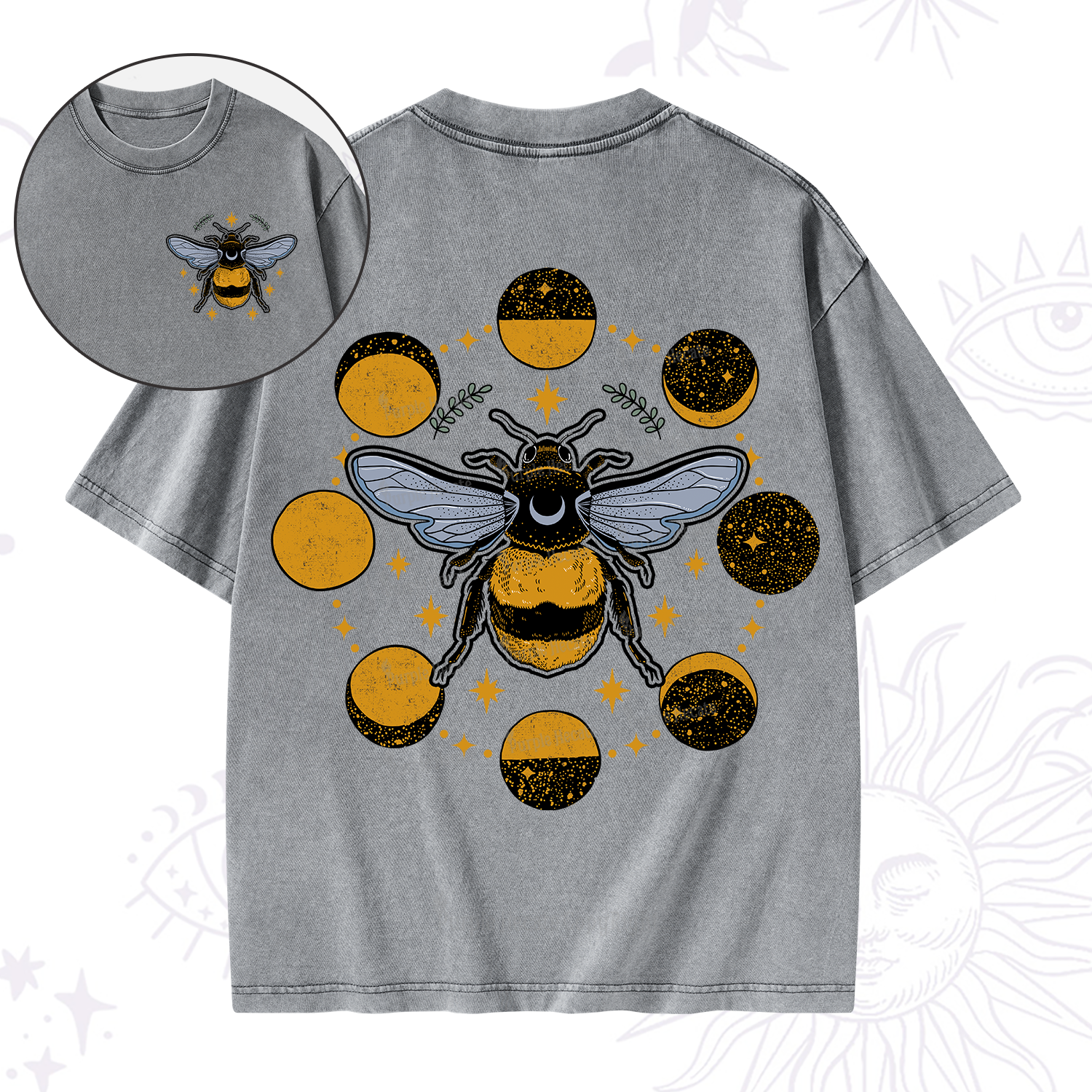 Purplehecate Phases of the Moon Bee Washed T-Shirt
