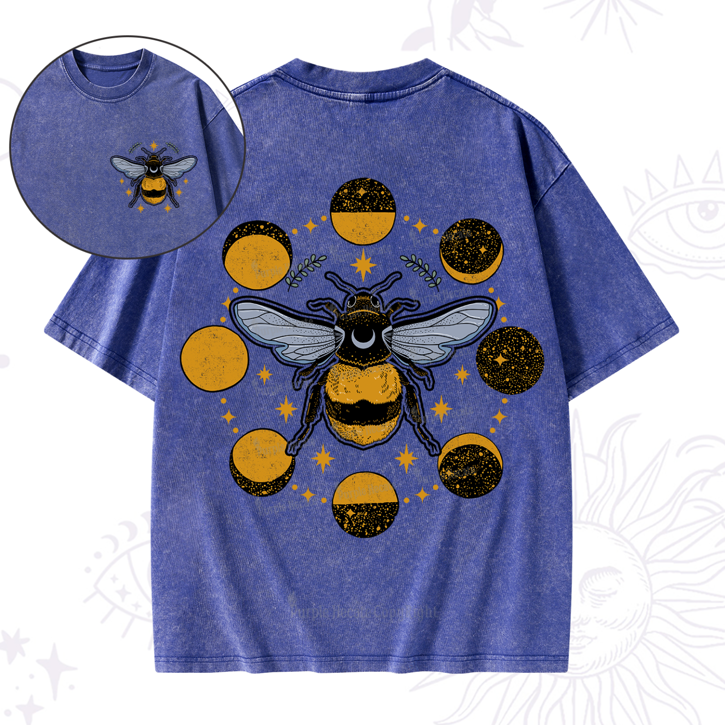 Purplehecate Phases of the Moon Bee Washed T-Shirt