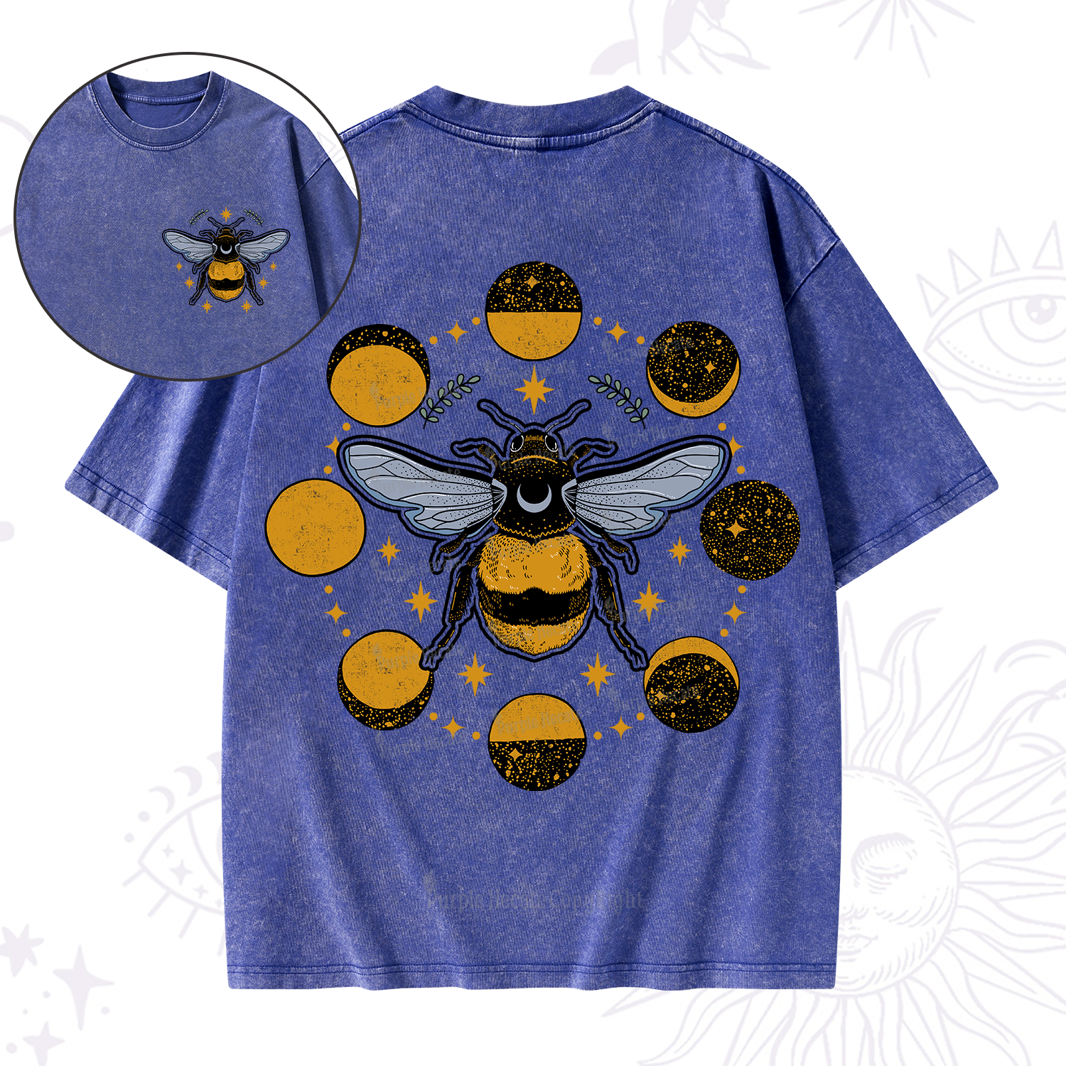 Purplehecate Phases of the Moon Bee Washed T-Shirt