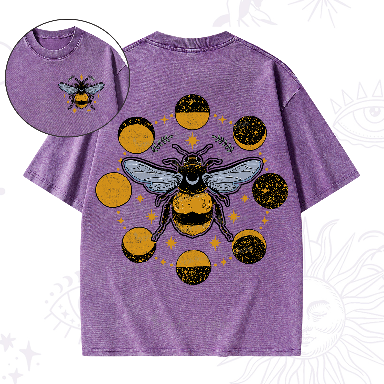 Purplehecate Phases of the Moon Bee Washed T-Shirt