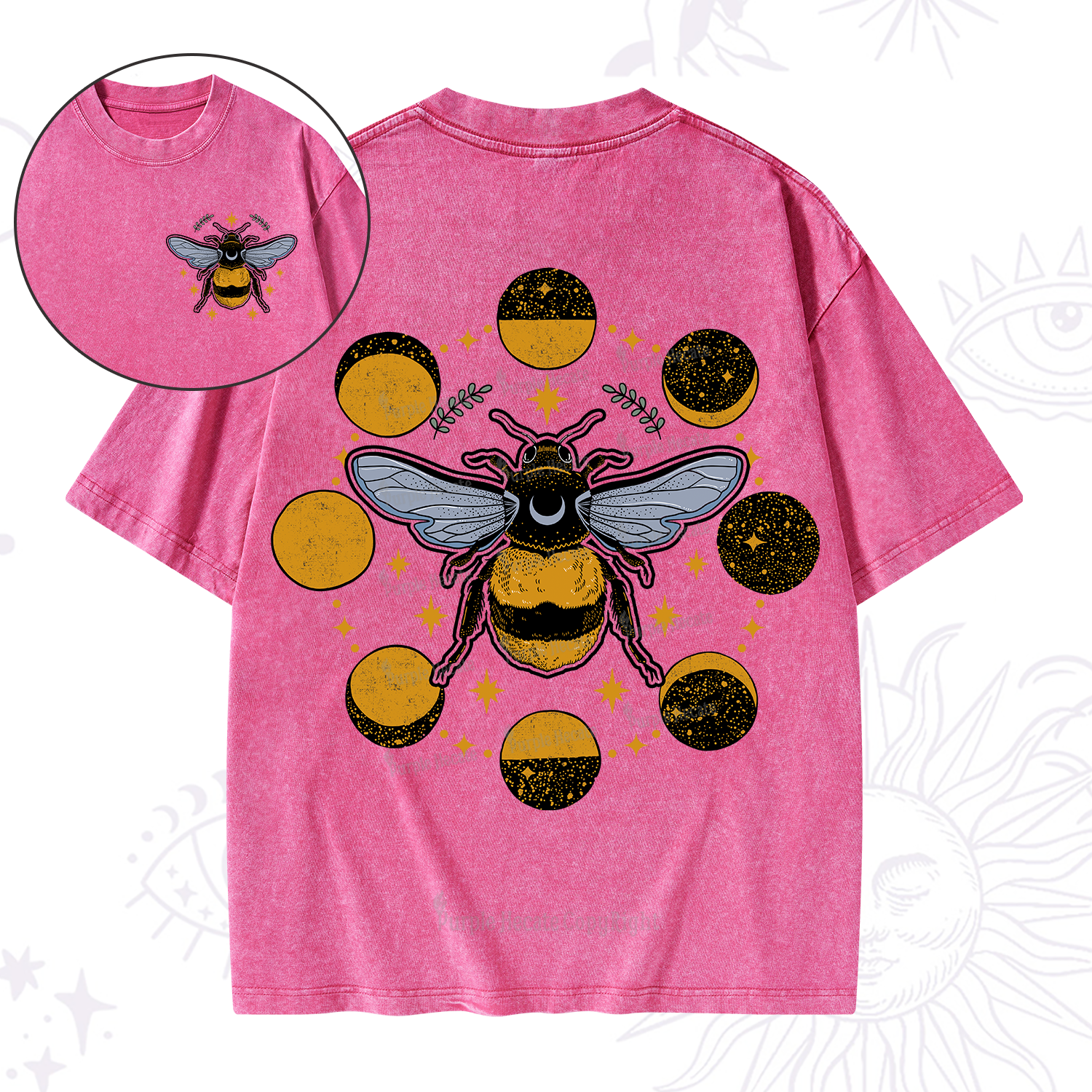Purplehecate Phases of the Moon Bee Washed T-Shirt