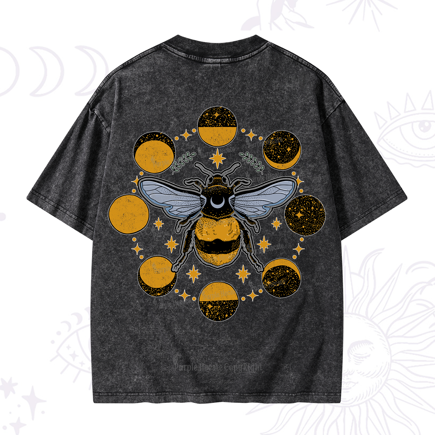 Purplehecate Phases of the Moon Bee Washed T-Shirt