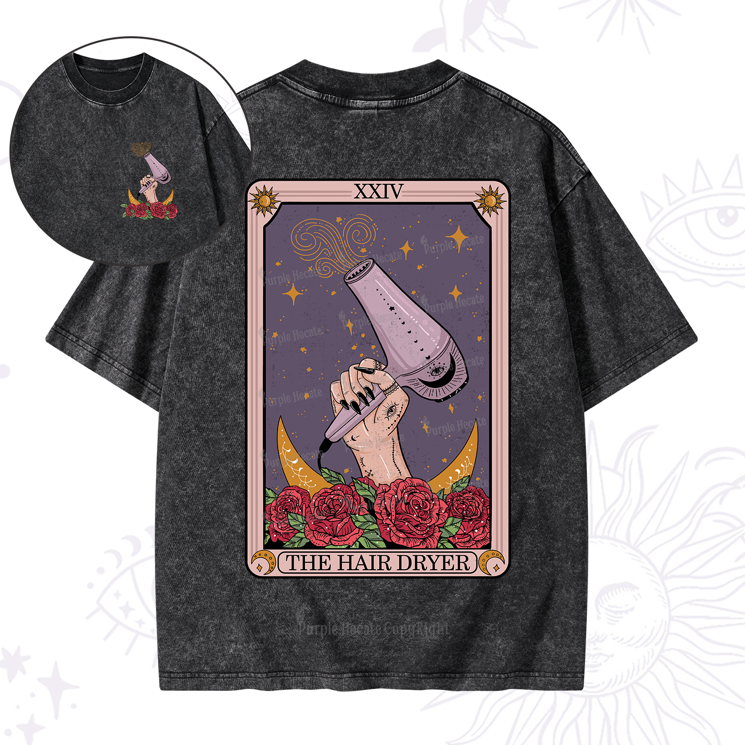 Purplehecate The Hair Dryer Tarot  Washed T-Shirt