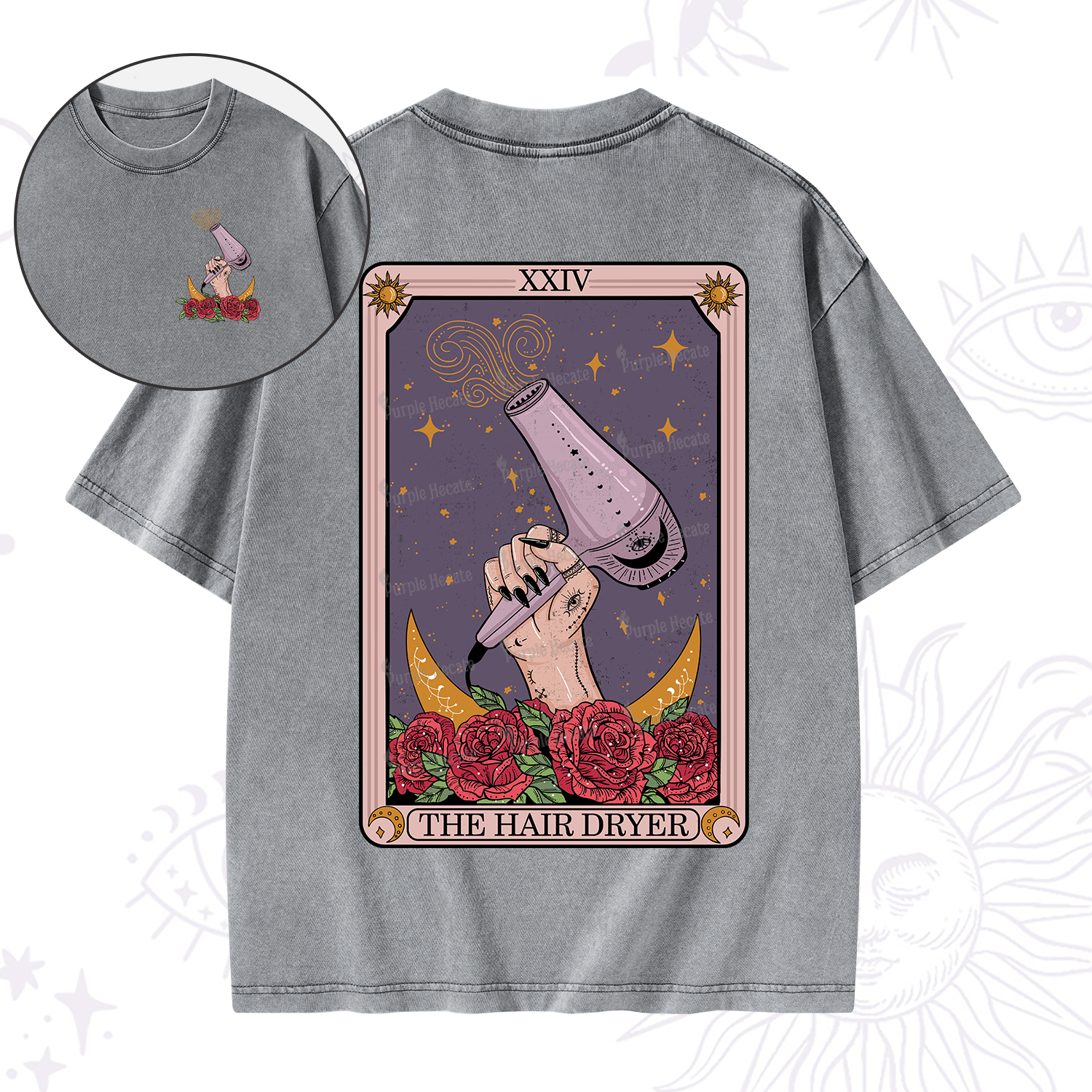 Purplehecate The Hair Dryer Tarot  Washed T-Shirt