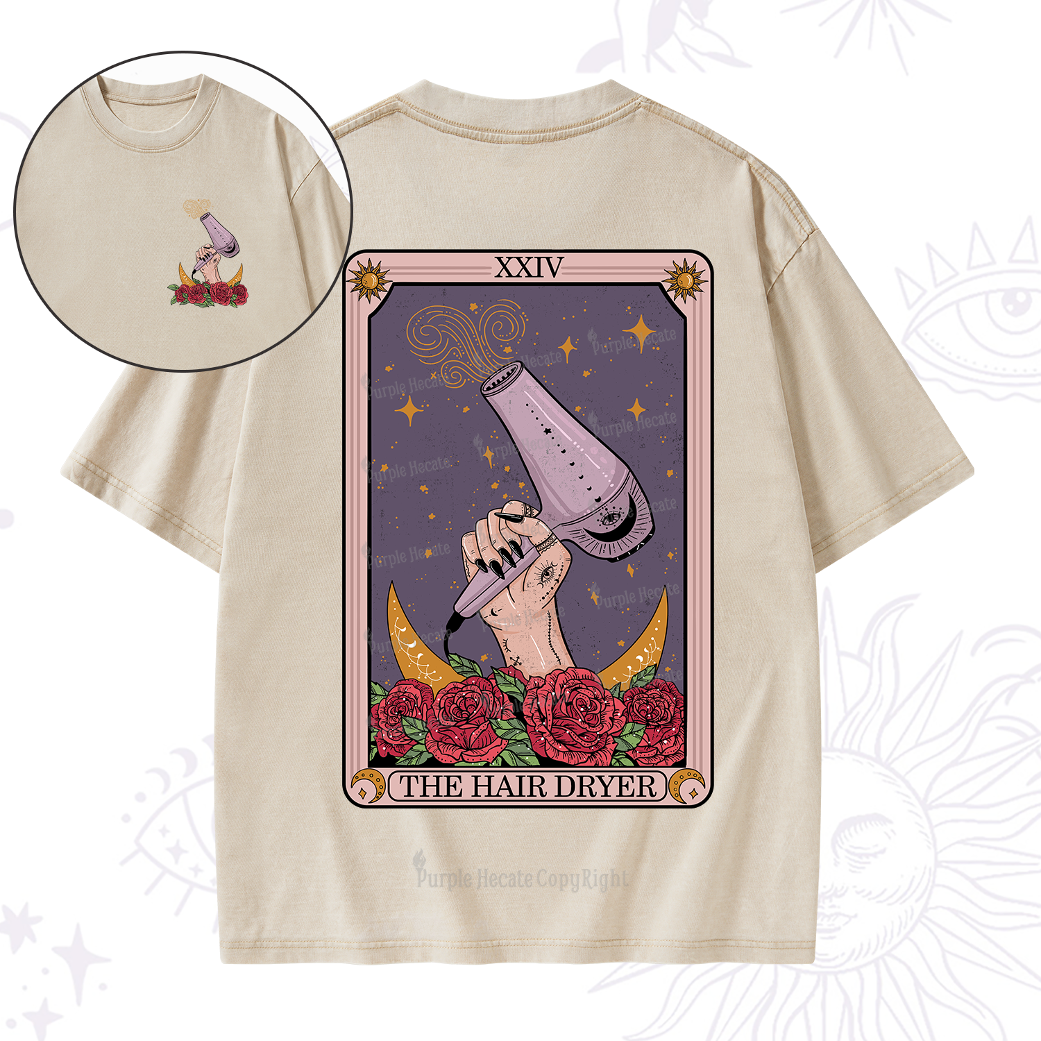 Purplehecate The Hair Dryer Tarot  Washed T-Shirt