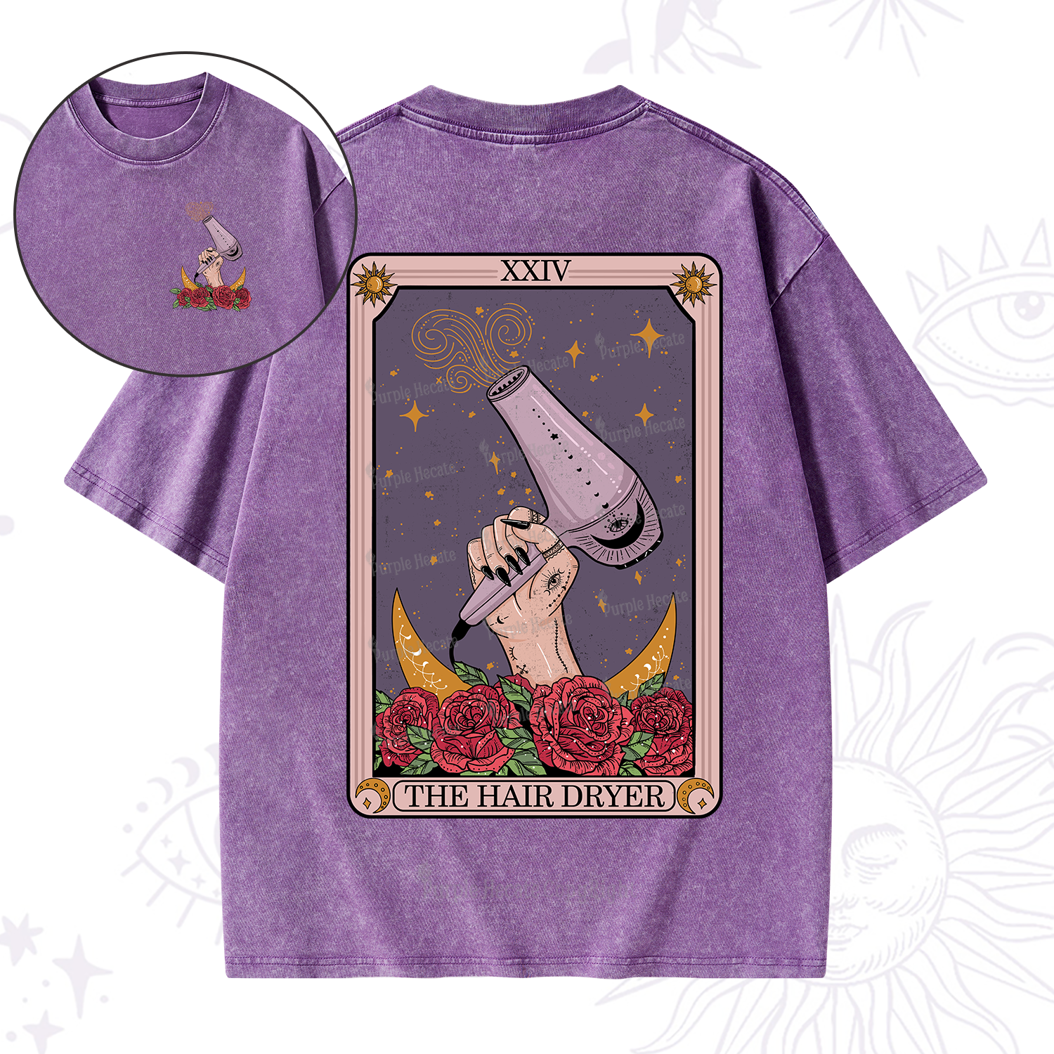 Purplehecate The Hair Dryer Tarot  Washed T-Shirt