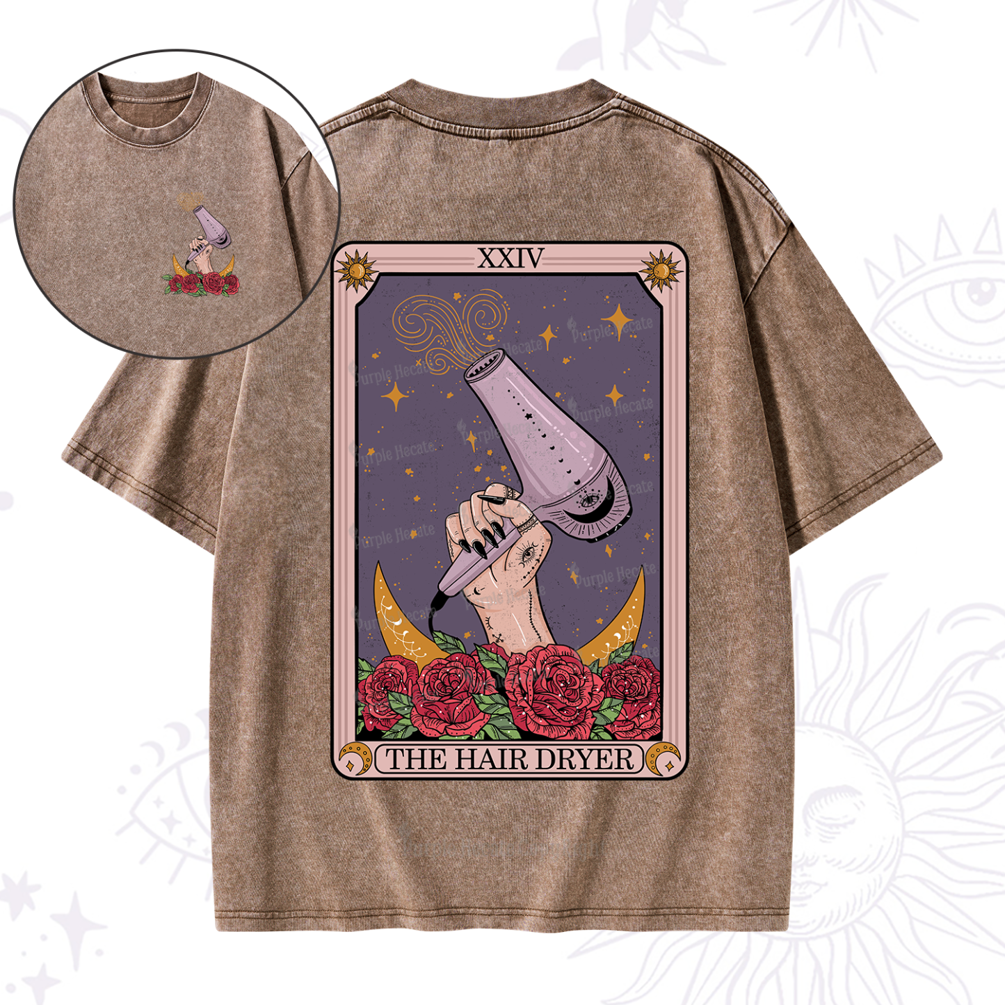 Purplehecate The Hair Dryer Tarot  Washed T-Shirt
