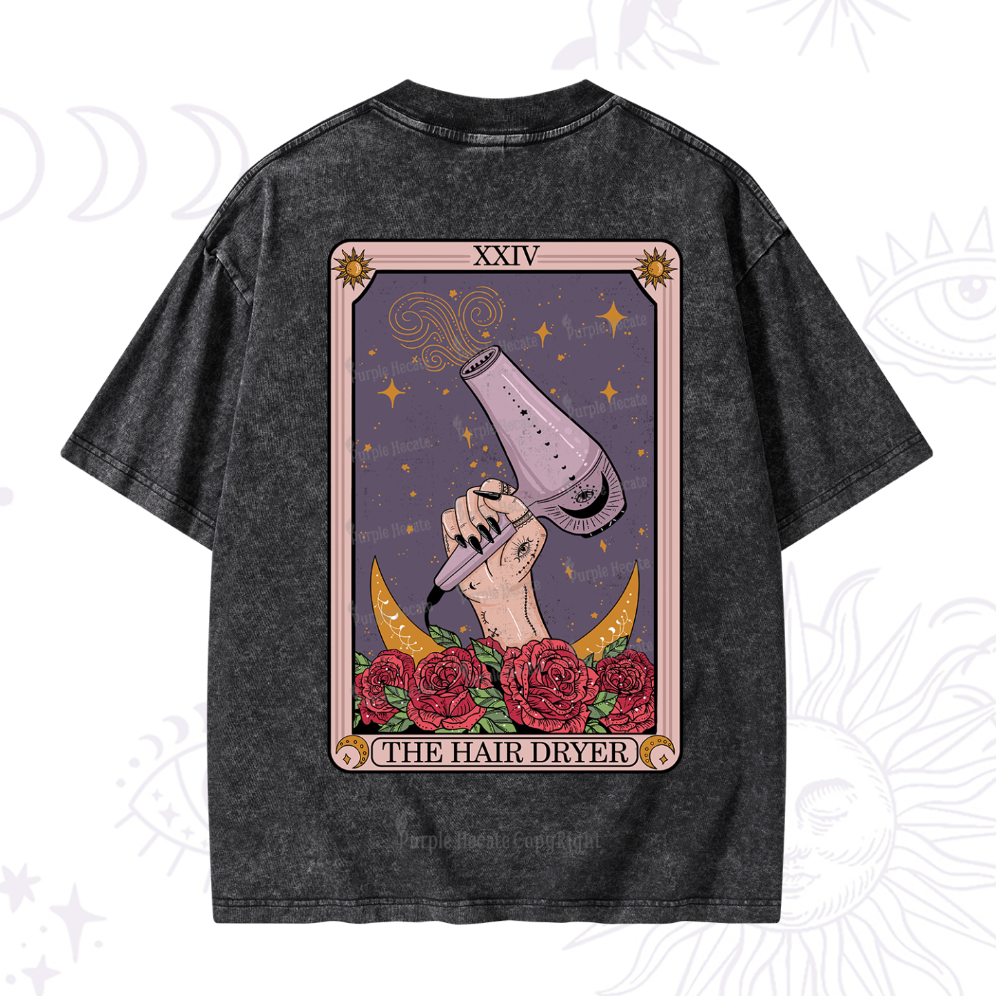Purplehecate The Hair Dryer Tarot  Washed T-Shirt