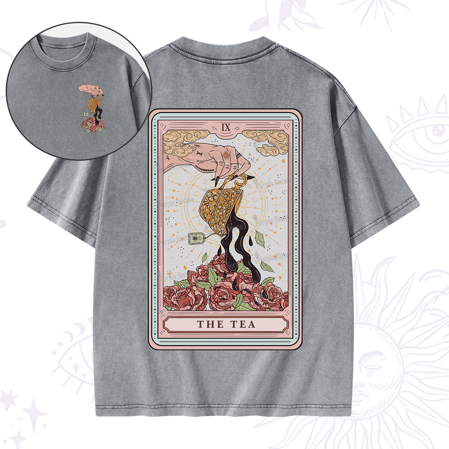 Purplehecate The Tea Food Tarot  Washed T-Shirt