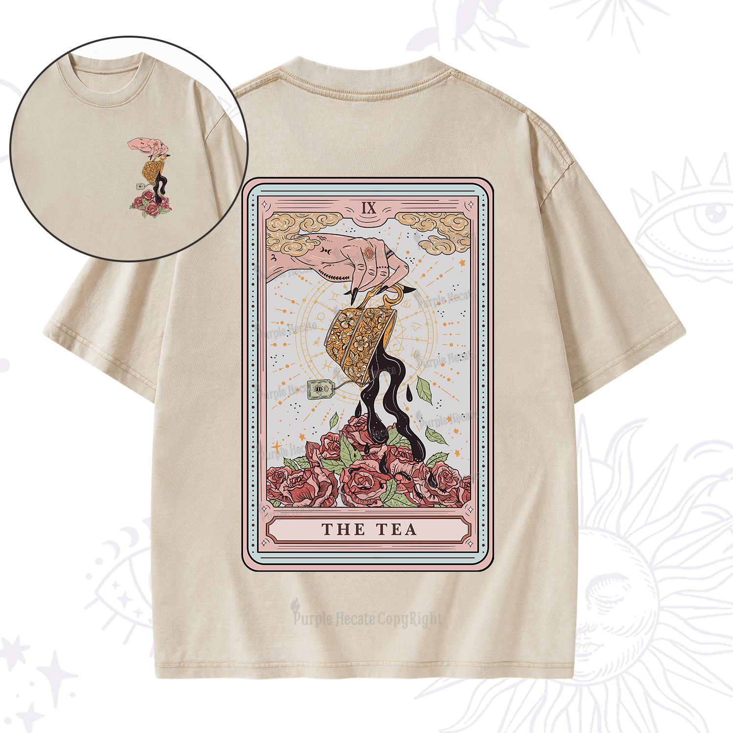 Purplehecate The Tea Food Tarot  Washed T-Shirt