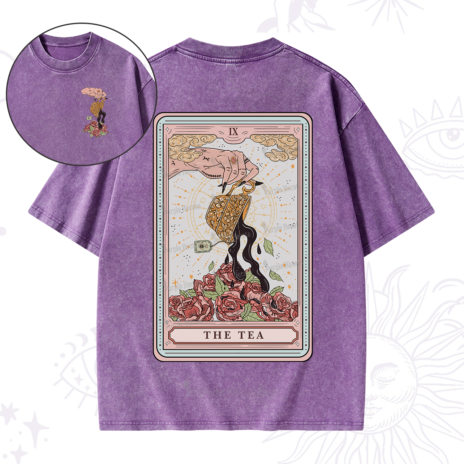 Purplehecate The Tea Food Tarot  Washed T-Shirt