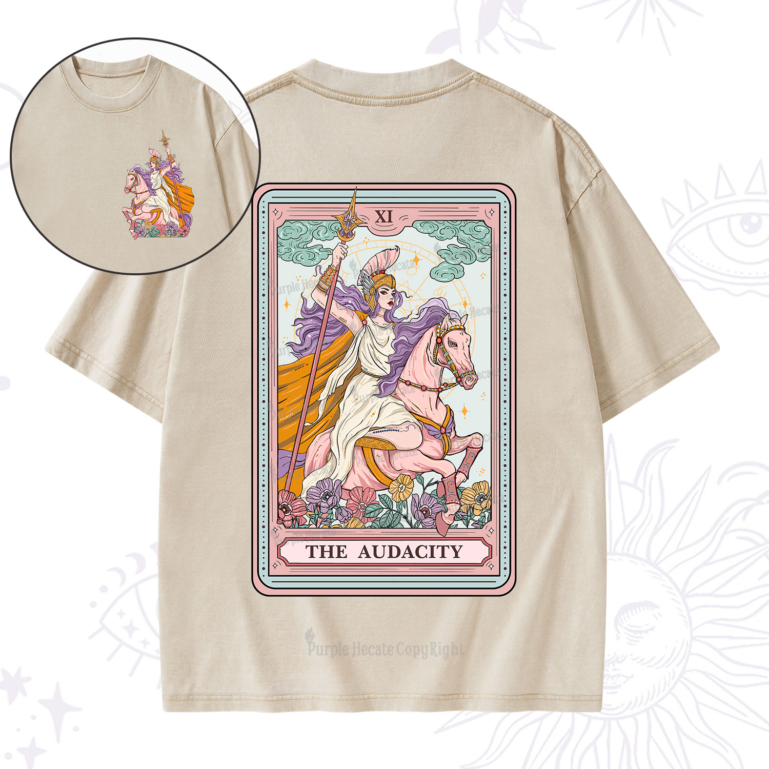 Purplehecate The Audacity Tarot Card  Washed T-Shirt
