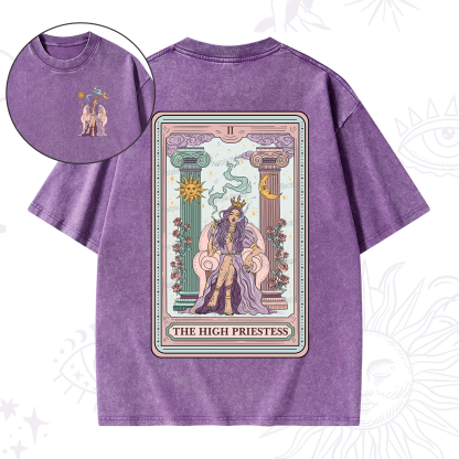 Purplehecate The High Priestess Tarot Card Washed T-Shirt