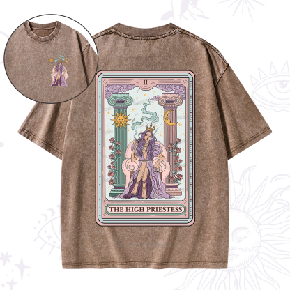 Purplehecate The High Priestess Tarot Card Washed T-Shirt