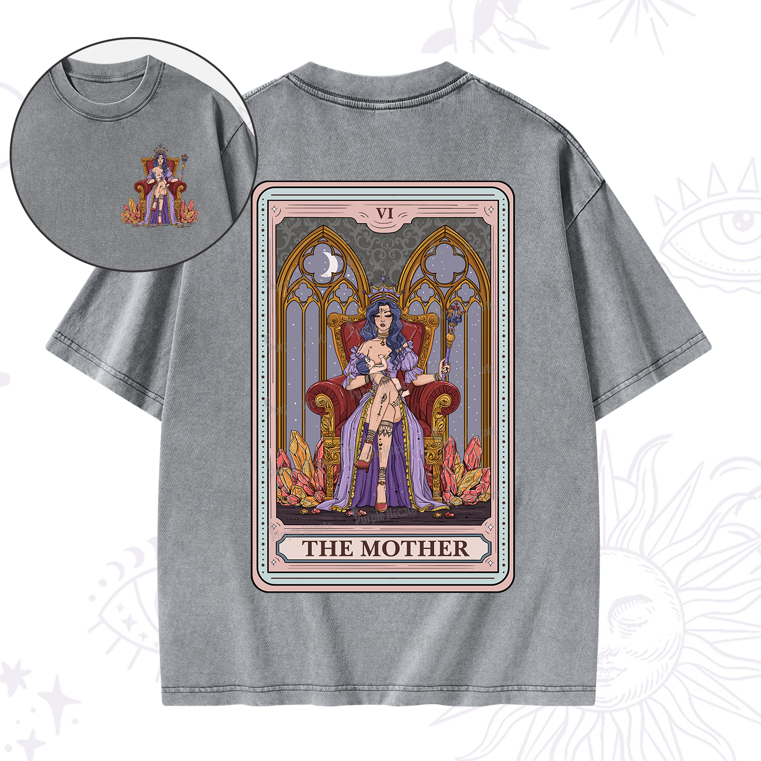 Purplehecate The Mother Tarot Card Washed T-Shirt