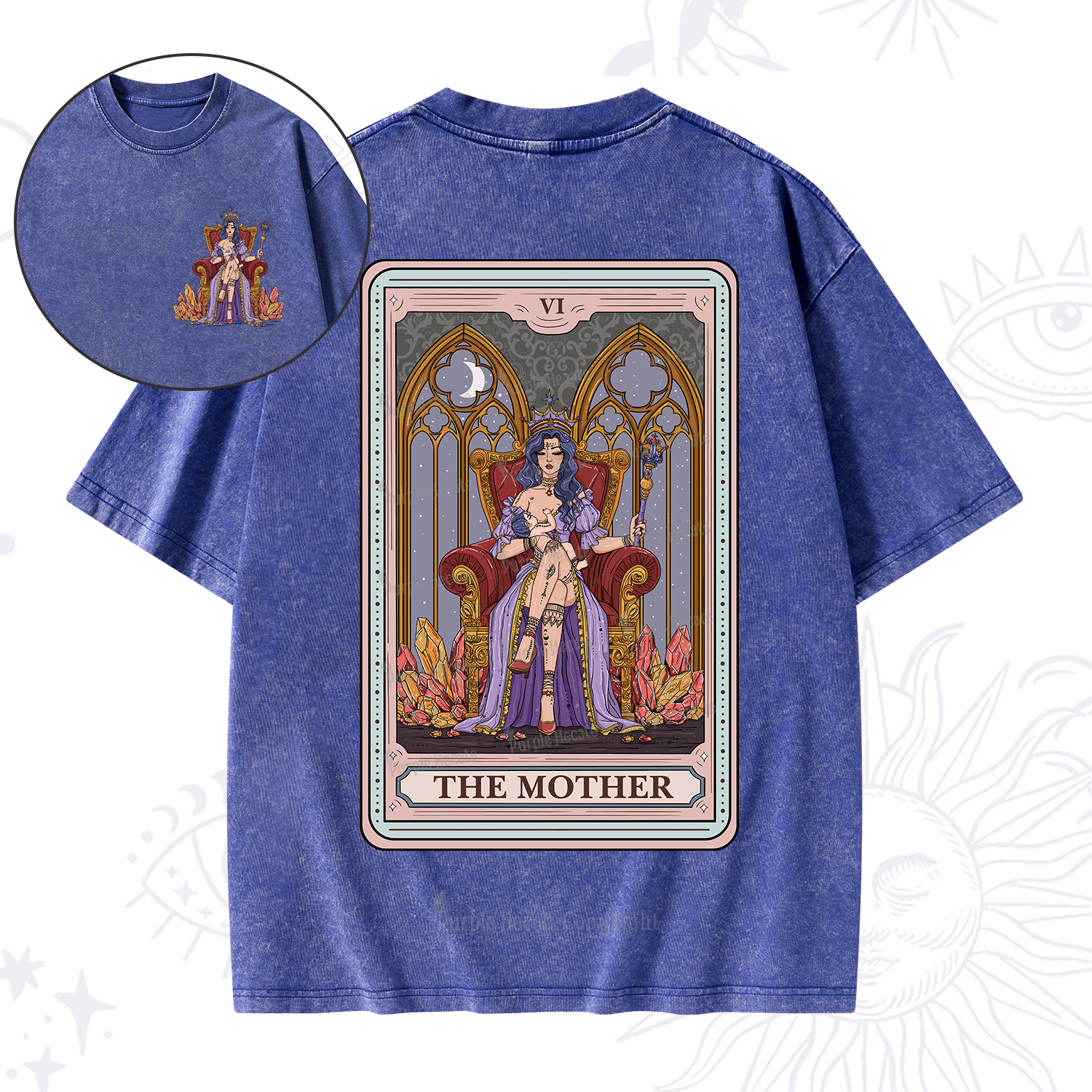 Purplehecate The Mother Tarot Card Washed T-Shirt