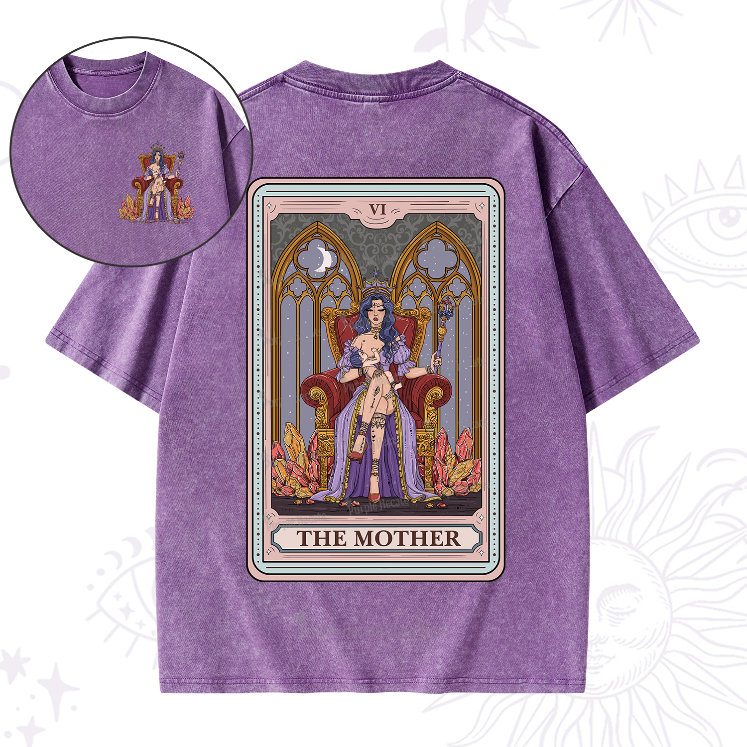 Purplehecate The Mother Tarot Card Washed T-Shirt