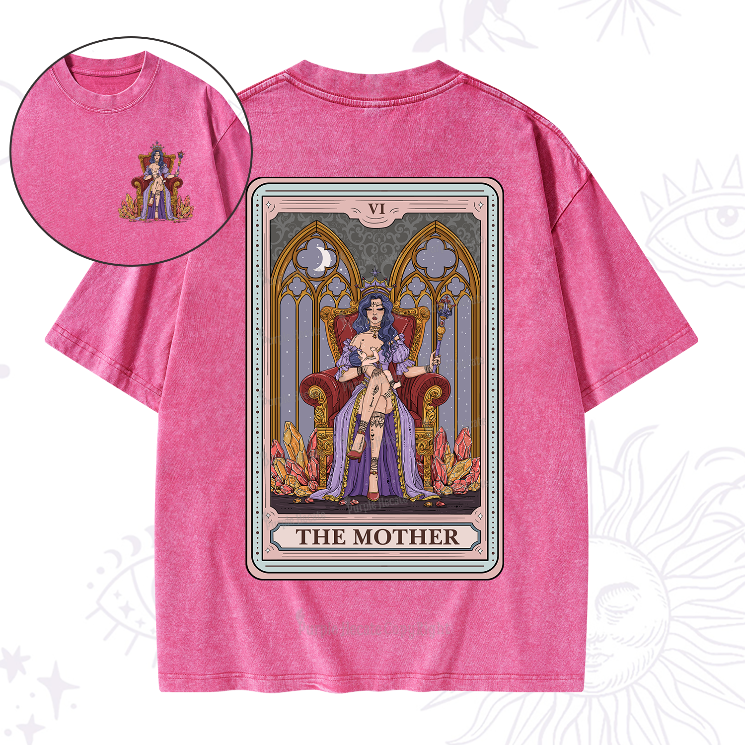 Purplehecate The Mother Tarot Card Washed T-Shirt