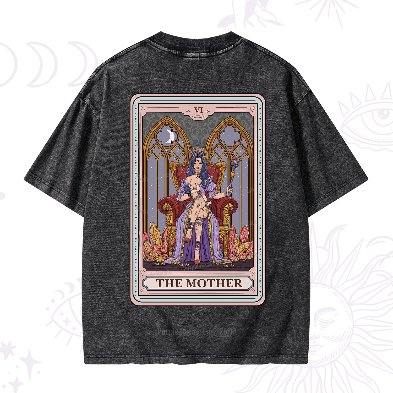 Purplehecate The Mother Tarot Card Washed T-Shirt