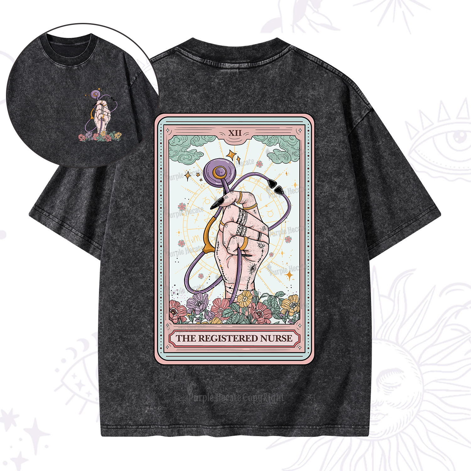 Purplehecate The Registered Nurse Tarot Card Washed T-Shirt