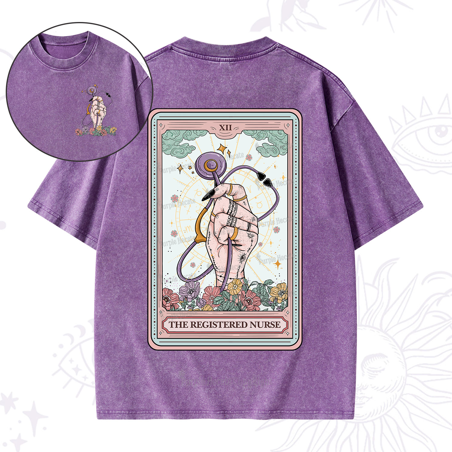 Purplehecate The Registered Nurse Tarot Card Washed T-Shirt