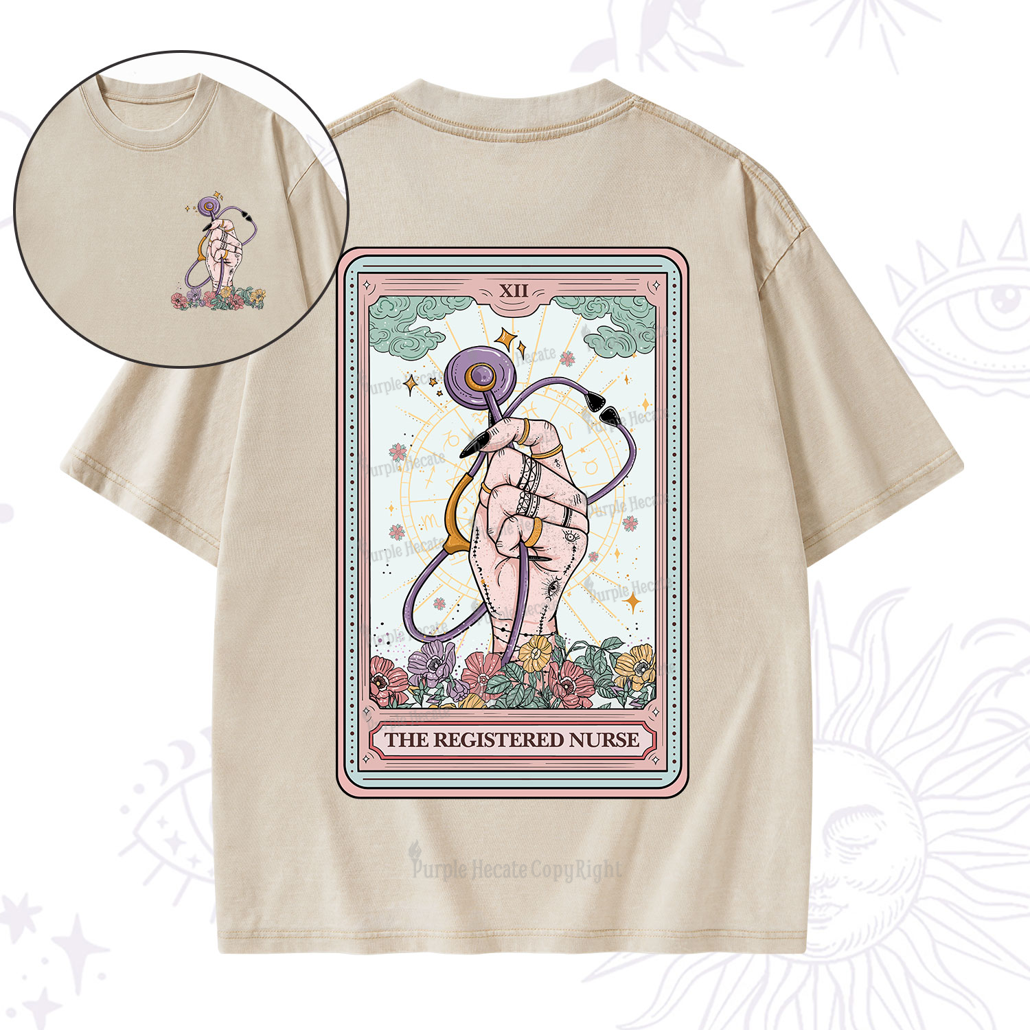 Purplehecate The Registered Nurse Tarot Card Washed T-Shirt