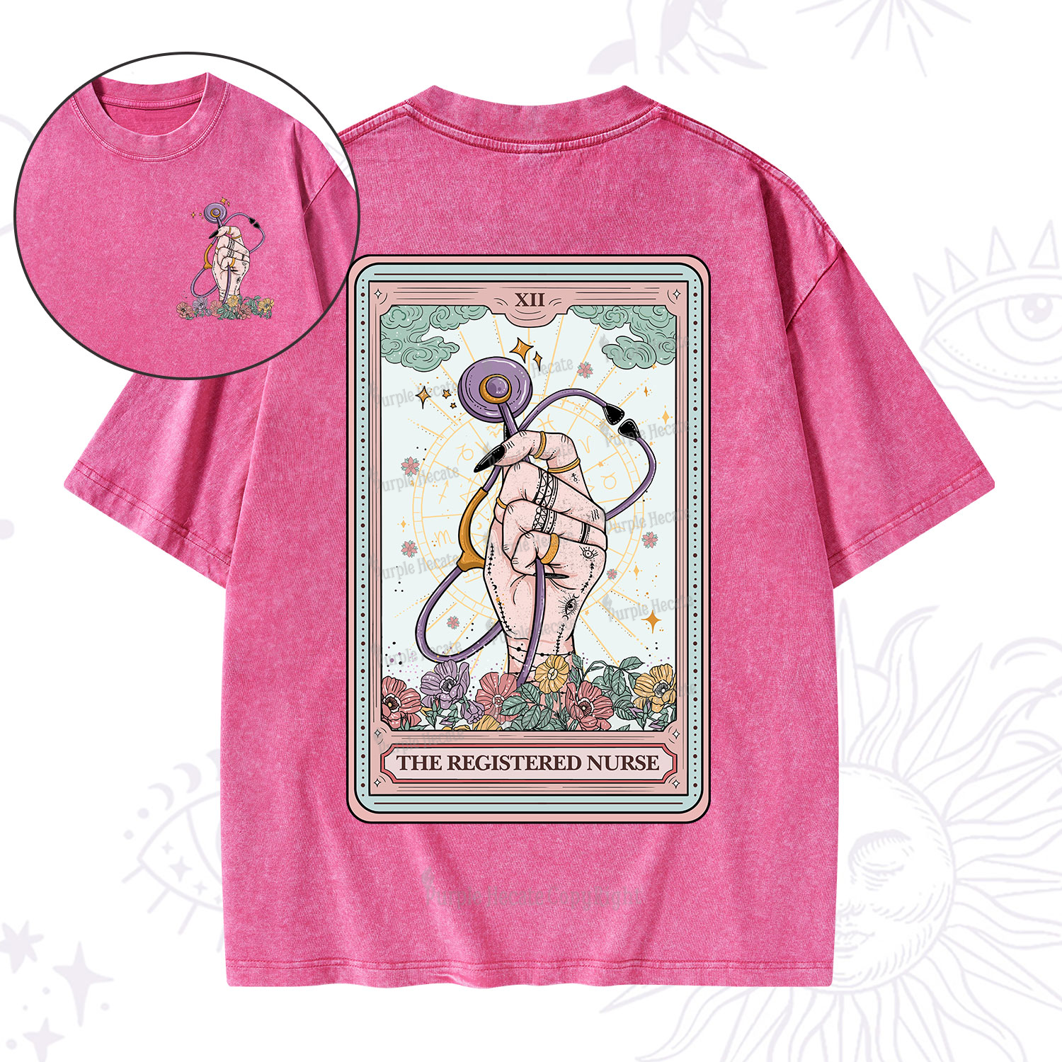 Purplehecate The Registered Nurse Tarot Card Washed T-Shirt