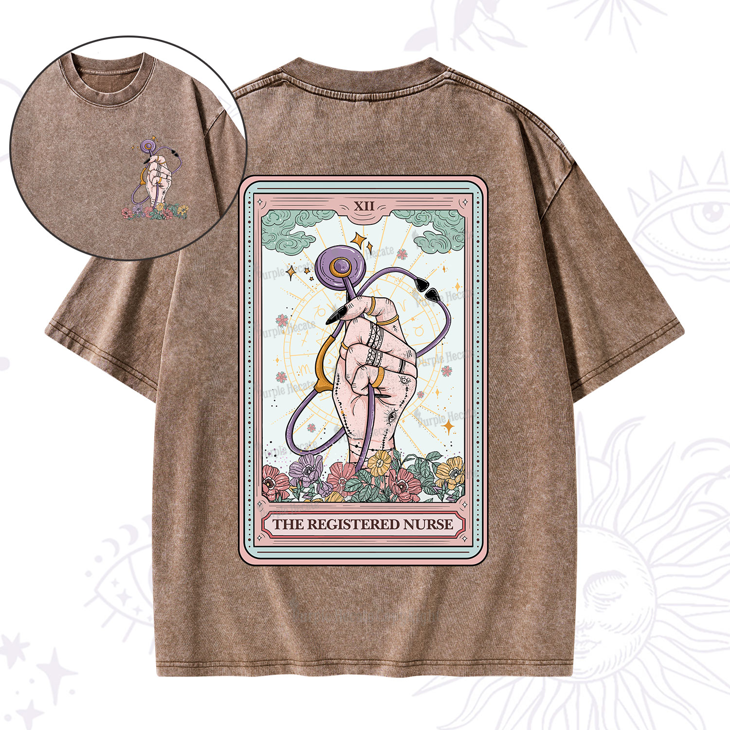 Purplehecate The Registered Nurse Tarot Card Washed T-Shirt