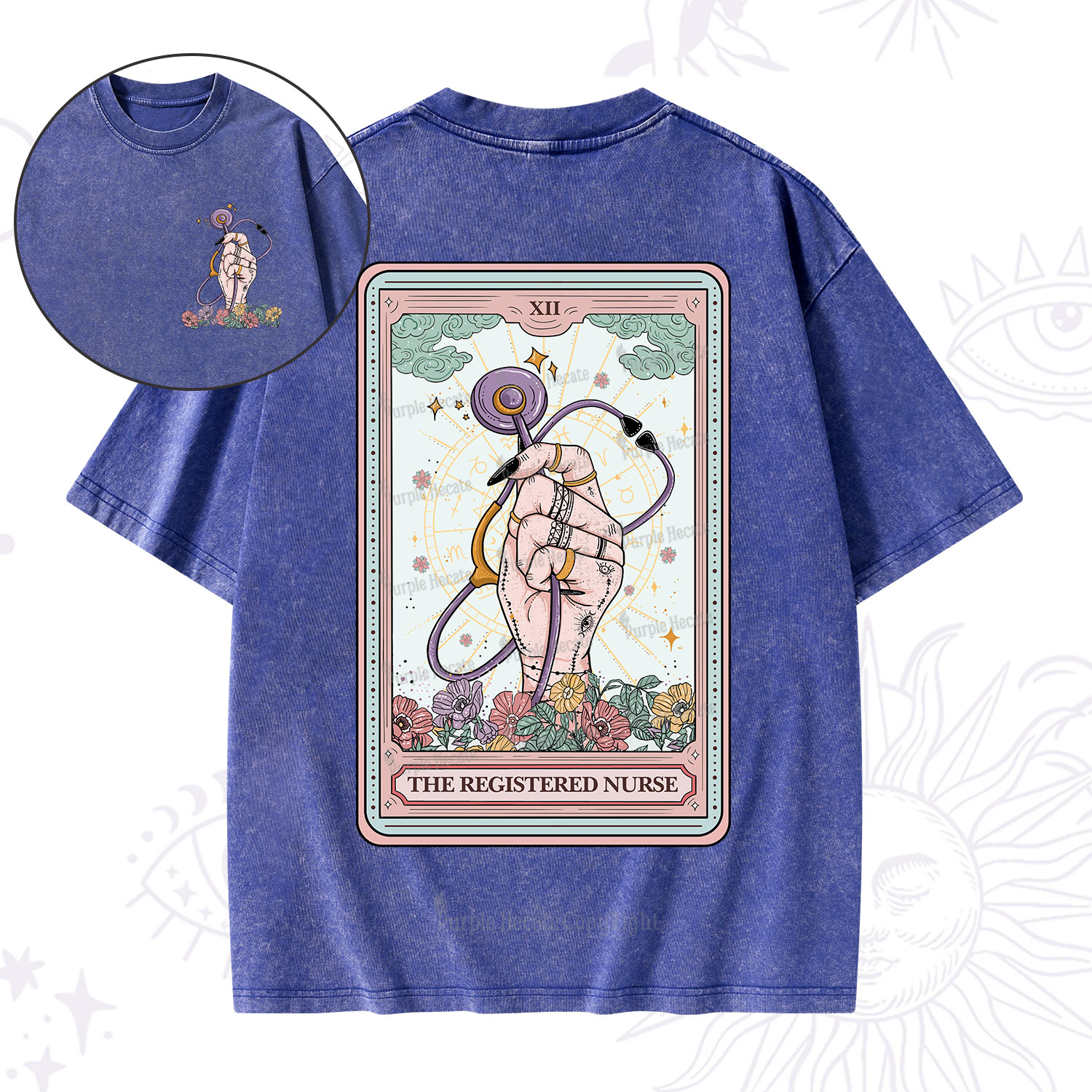 Purplehecate The Registered Nurse Tarot Card Washed T-Shirt