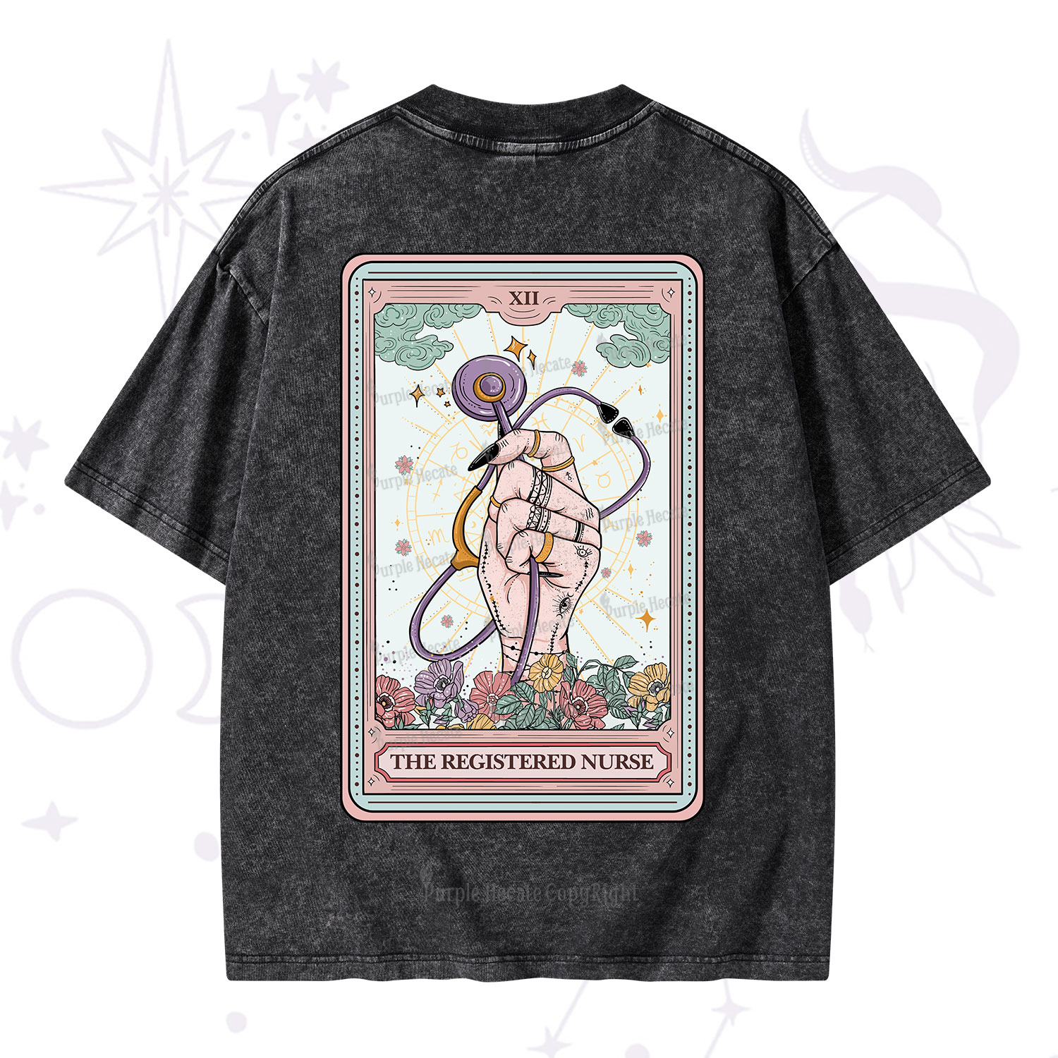 Purplehecate The Registered Nurse Tarot Card Washed T-Shirt
