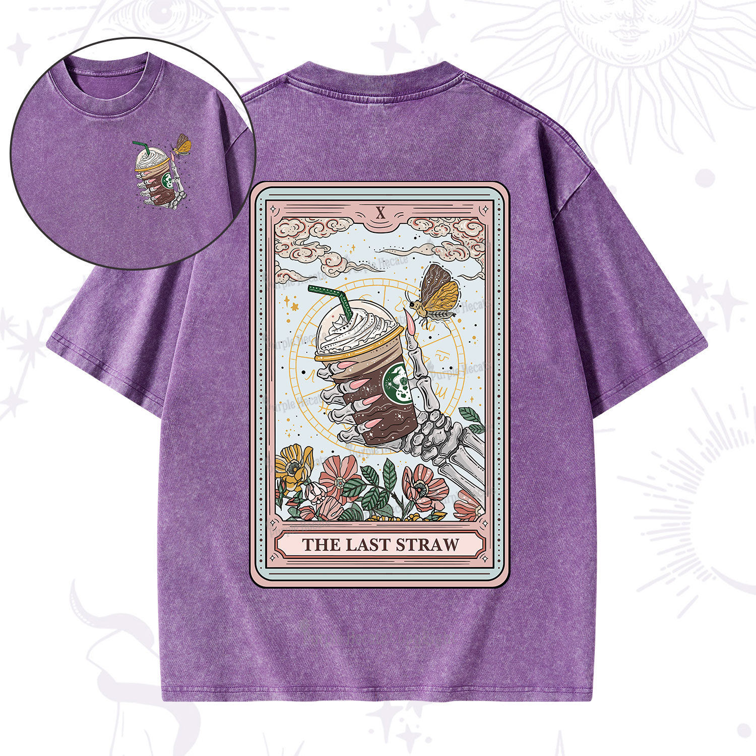 Purplehecate The Last Straw Tarot Washed T-Shirt