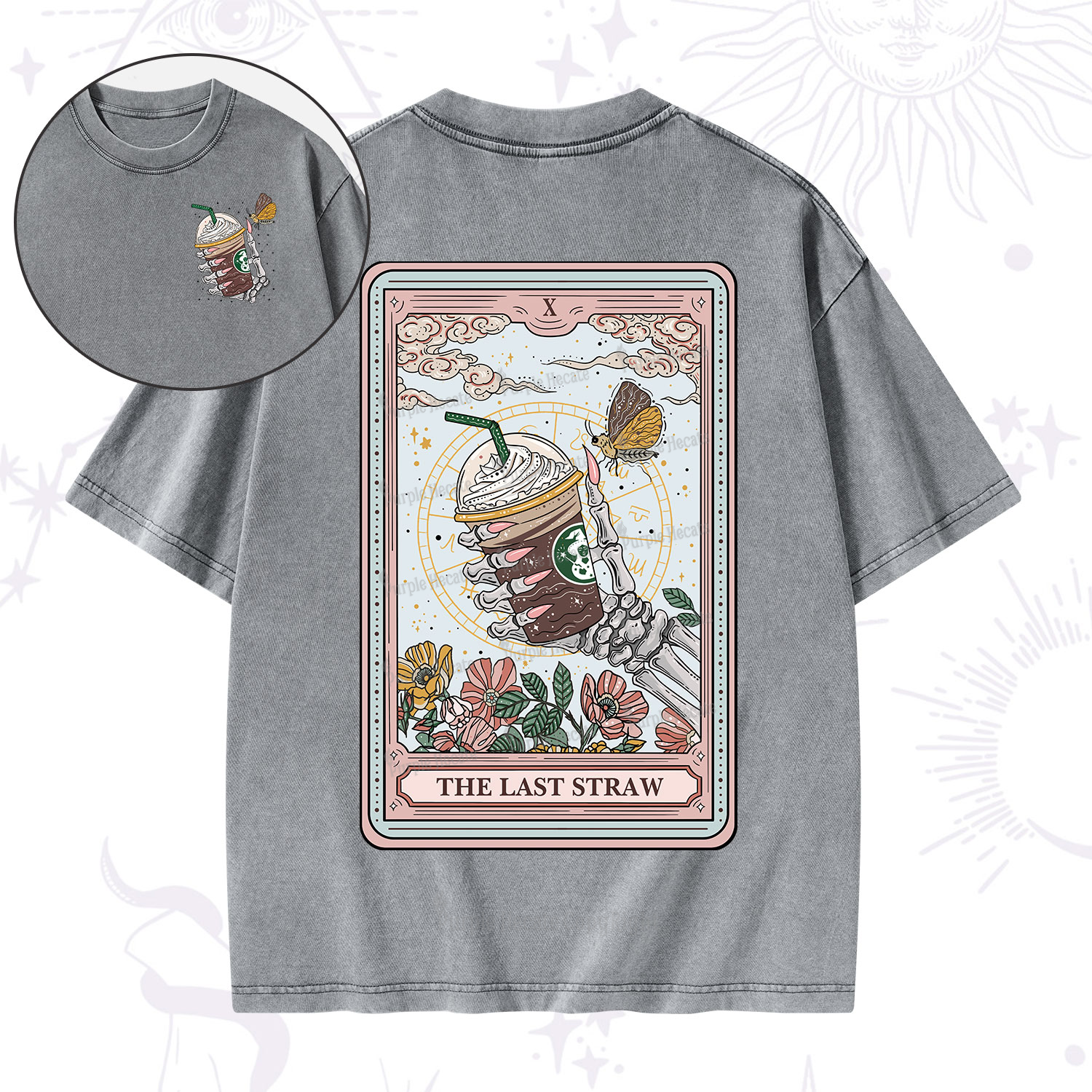 Purplehecate The Last Straw Tarot Washed T-Shirt