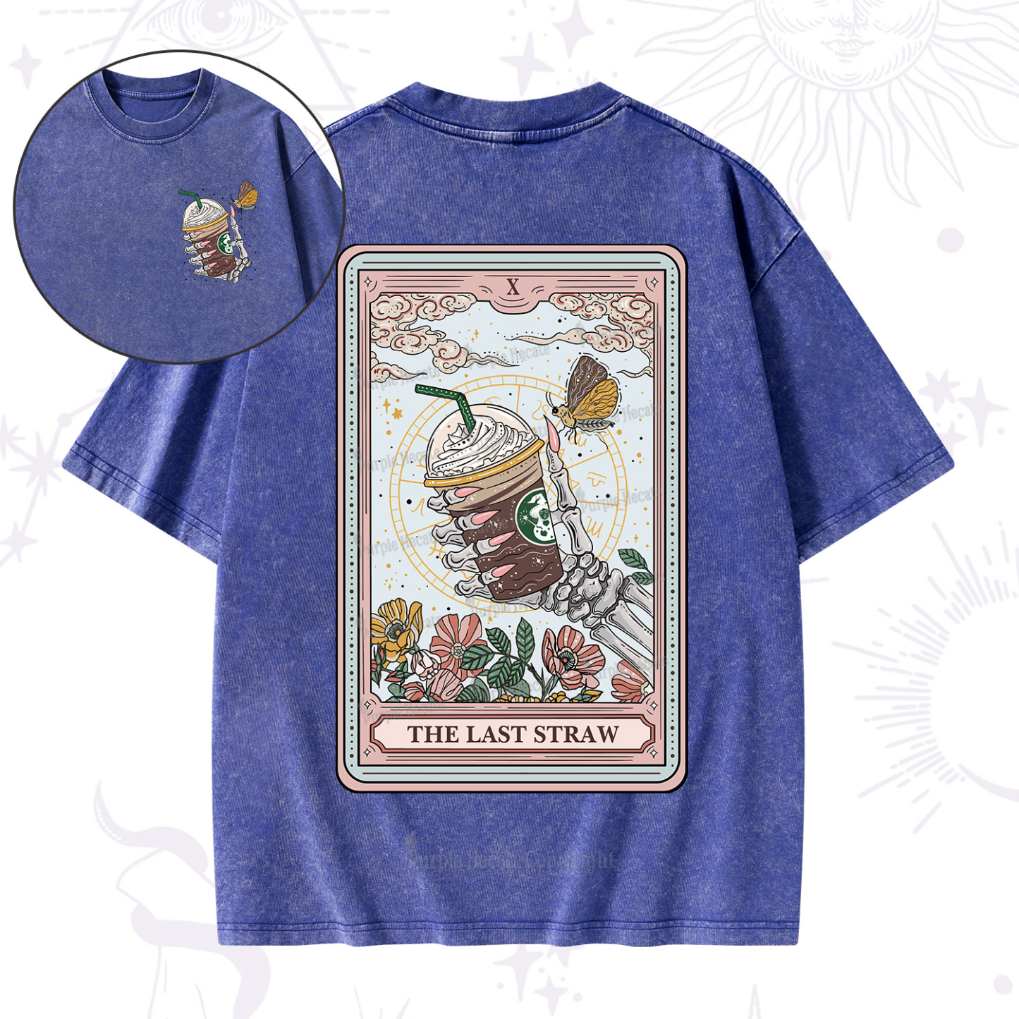 Purplehecate The Last Straw Tarot Washed T-Shirt