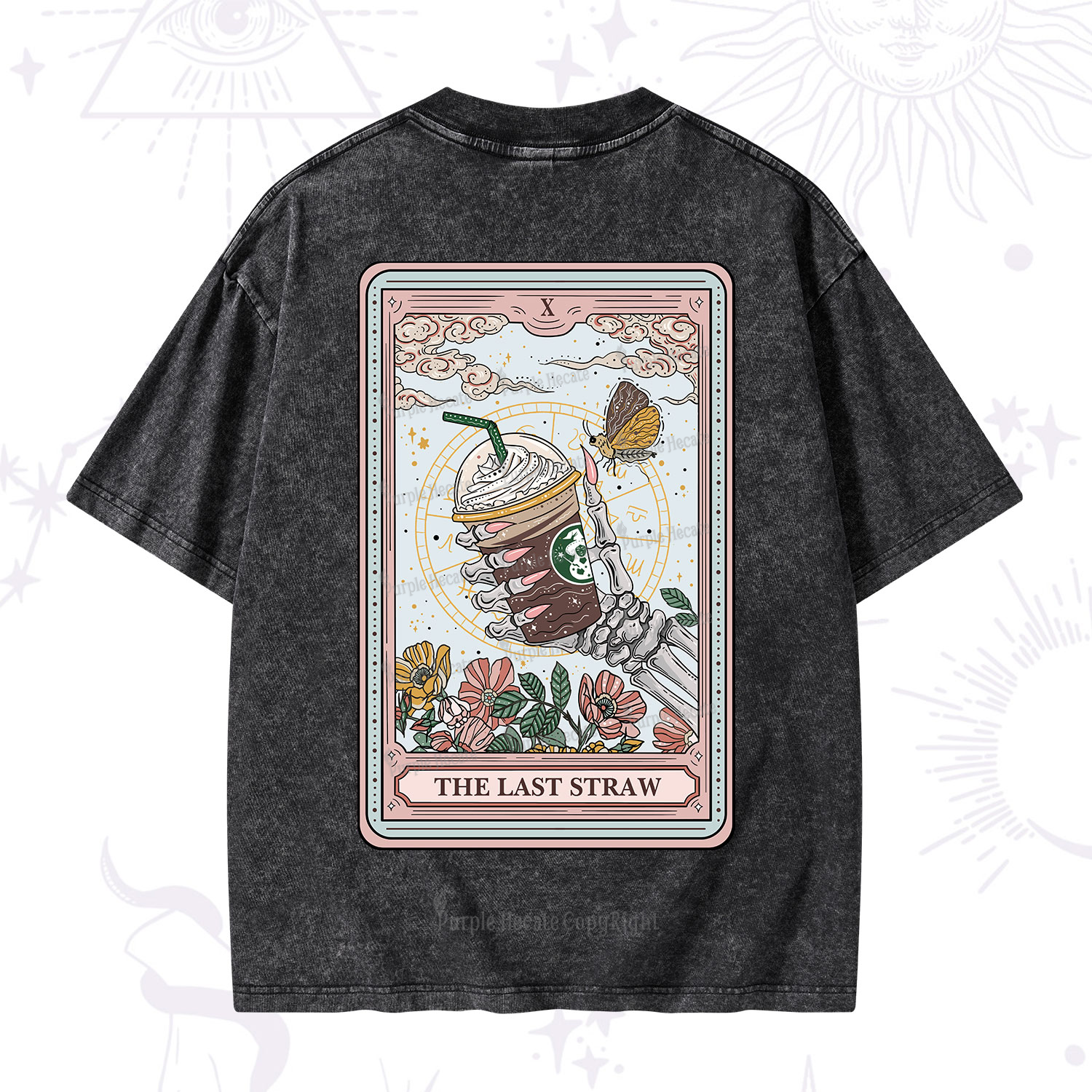 Purplehecate The Last Straw Tarot Washed T-Shirt