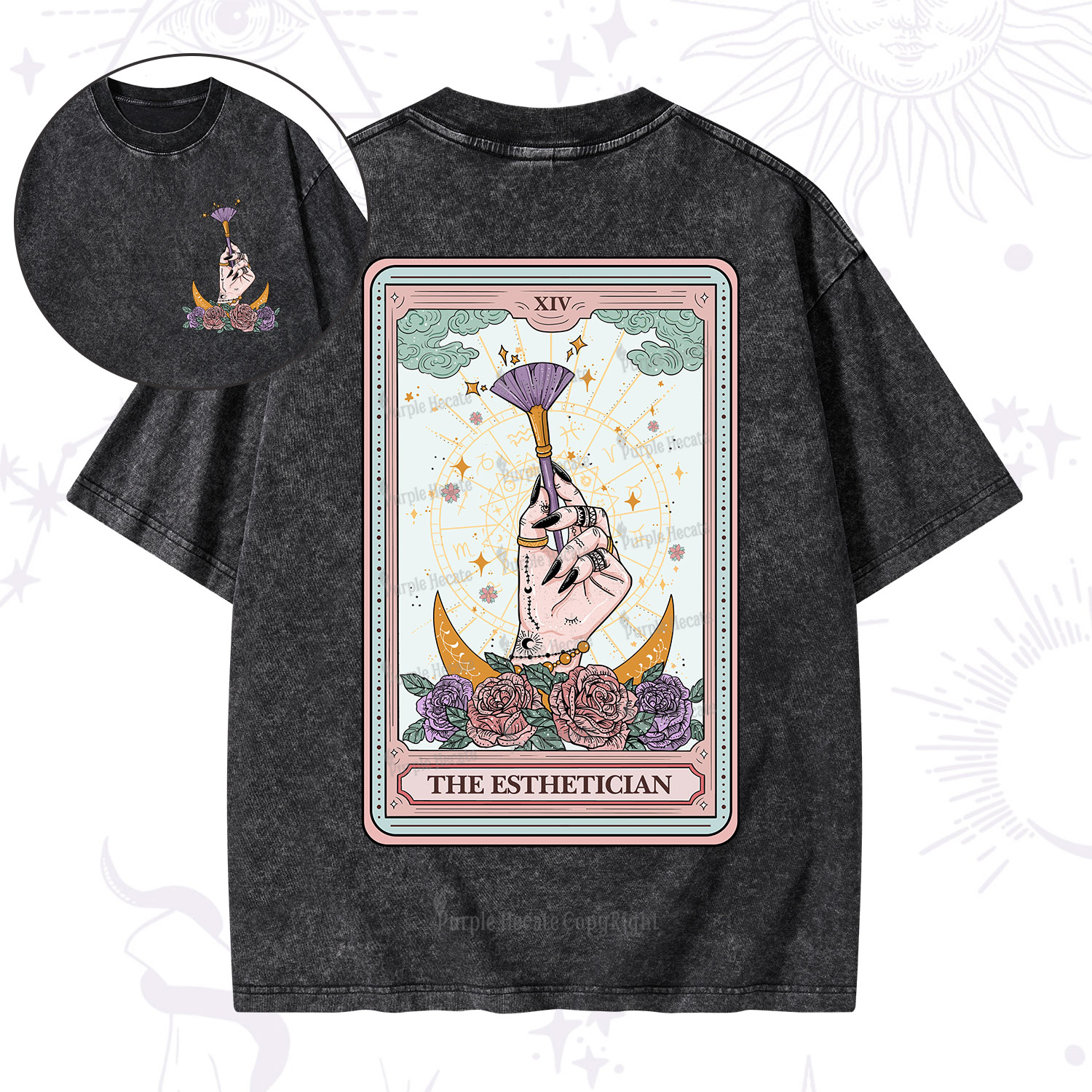 Purplehecate The Esthetician Tarot Card Washed T-Shirt