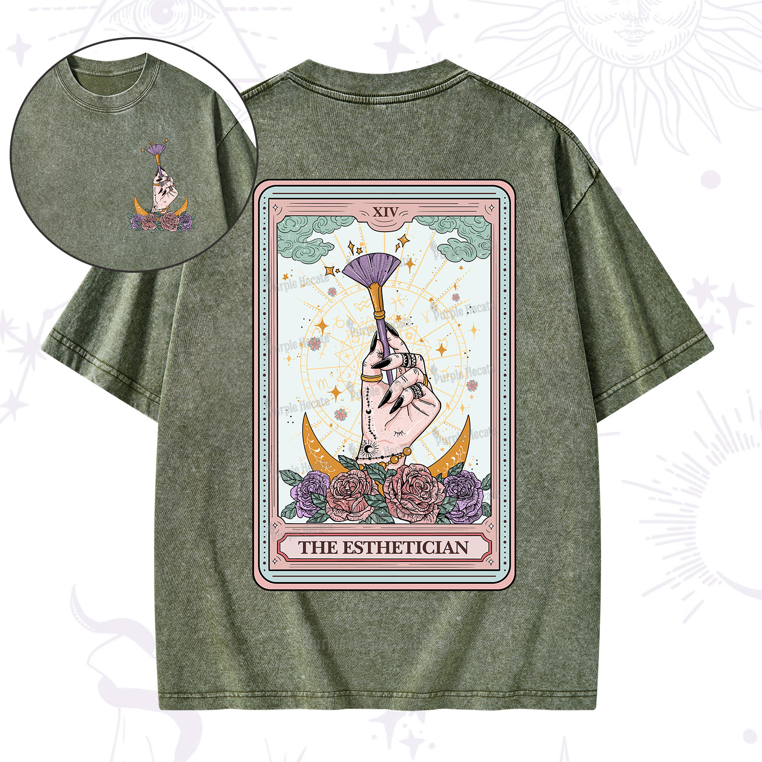 Purplehecate The Esthetician Tarot Card Washed T-Shirt