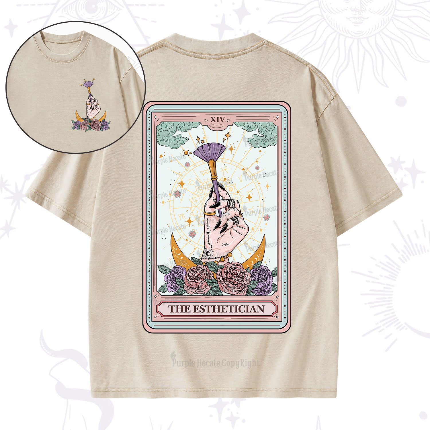 Purplehecate The Esthetician Tarot Card Washed T-Shirt