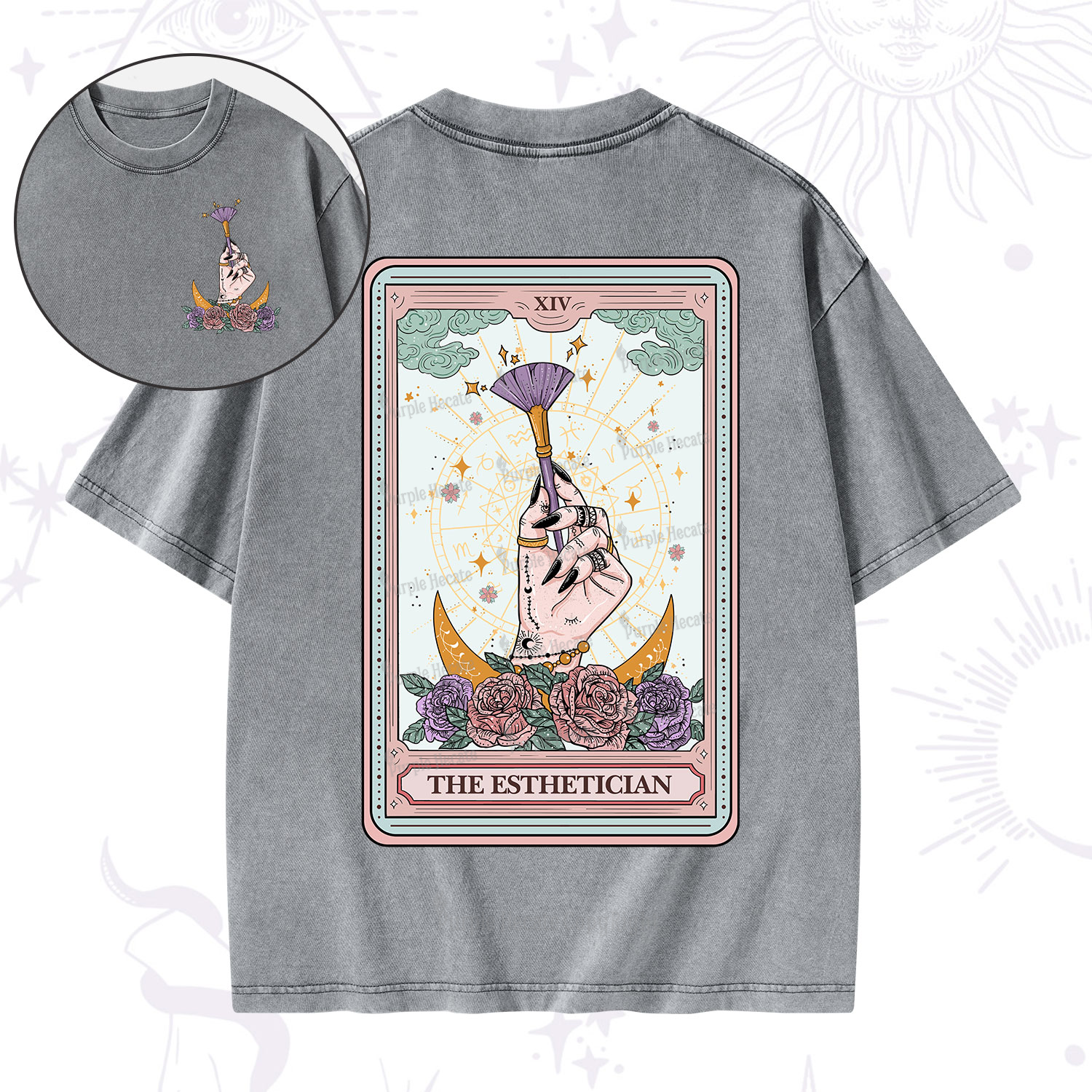 Purplehecate The Esthetician Tarot Card Washed T-Shirt