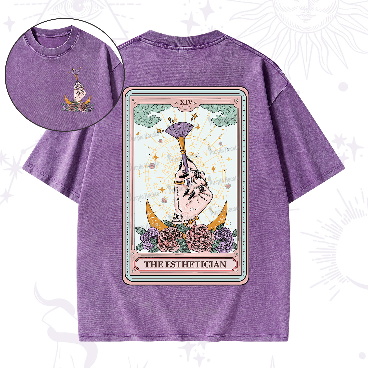 Purplehecate The Esthetician Tarot Card Washed T-Shirt