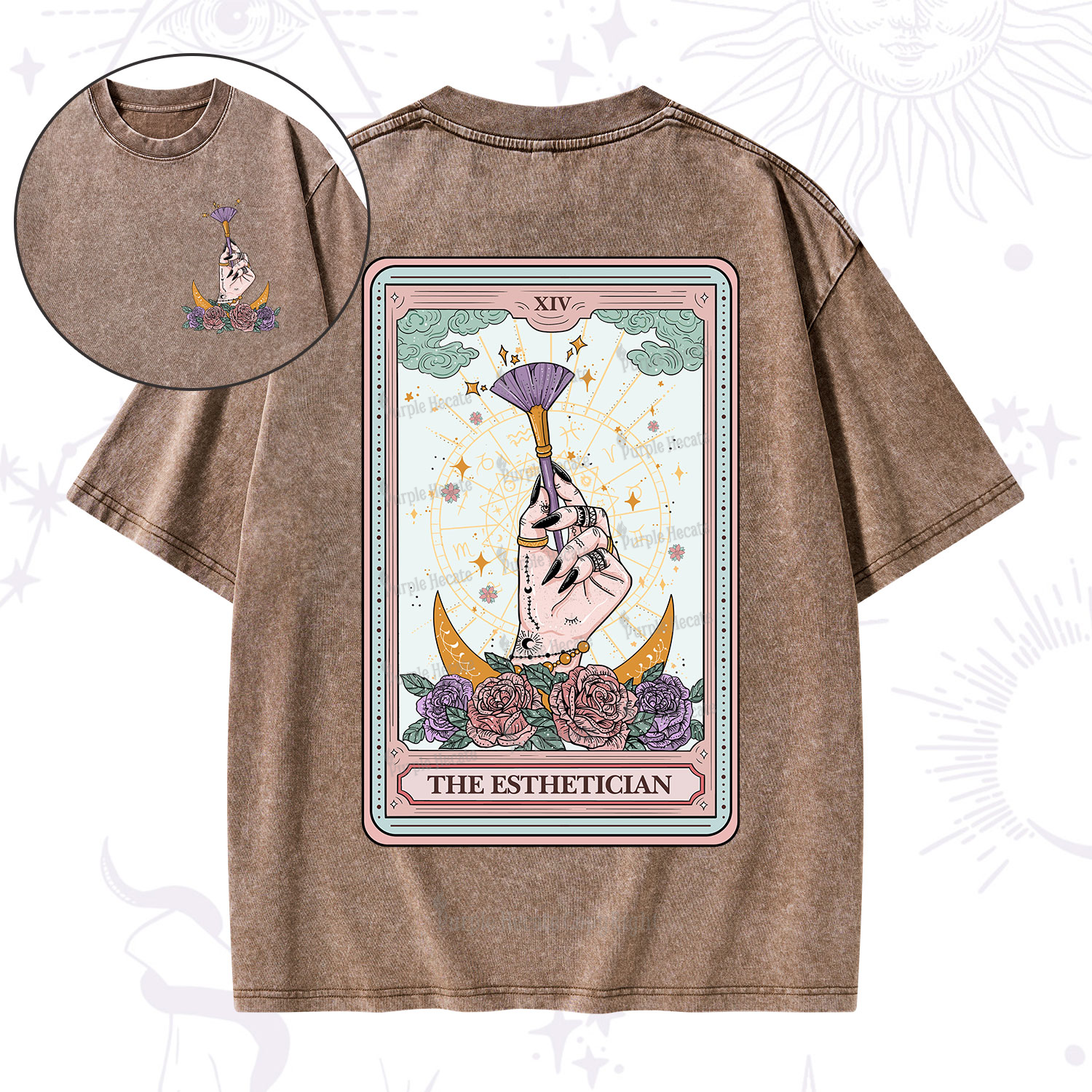Purplehecate The Esthetician Tarot Card Washed T-Shirt