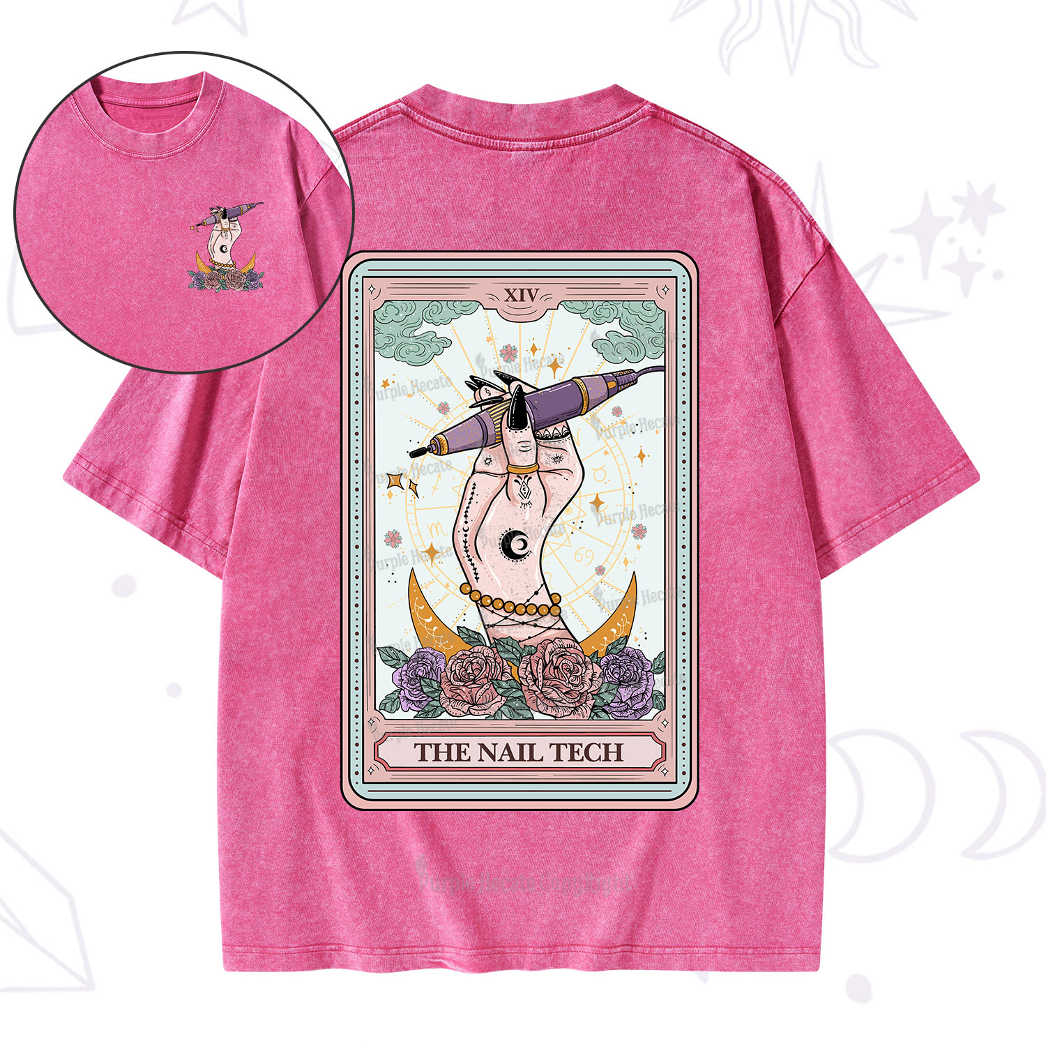 Purplehecate The Nail Tech Tarot Card Washed T-Shirt